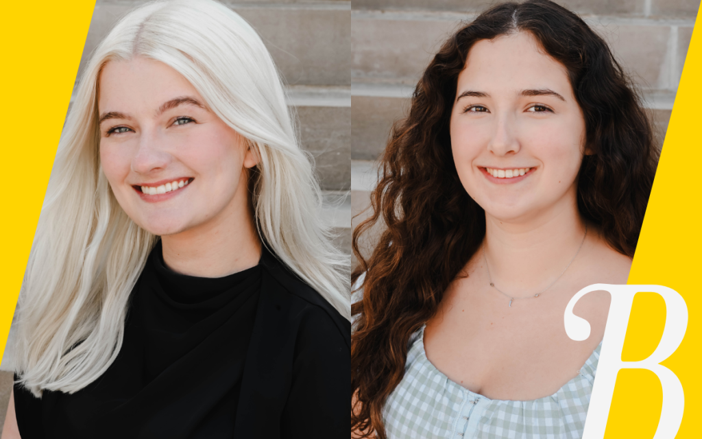 Headshots of Tatum Fettig and Siri Reed with Bellwether "B" logo